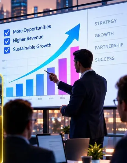 Growth strategy presentation in a meeting room